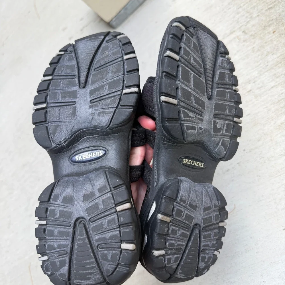 Vintage Y2K Skechers  Jammers Black Platform Sandals Chunky Thong Slides Women 7